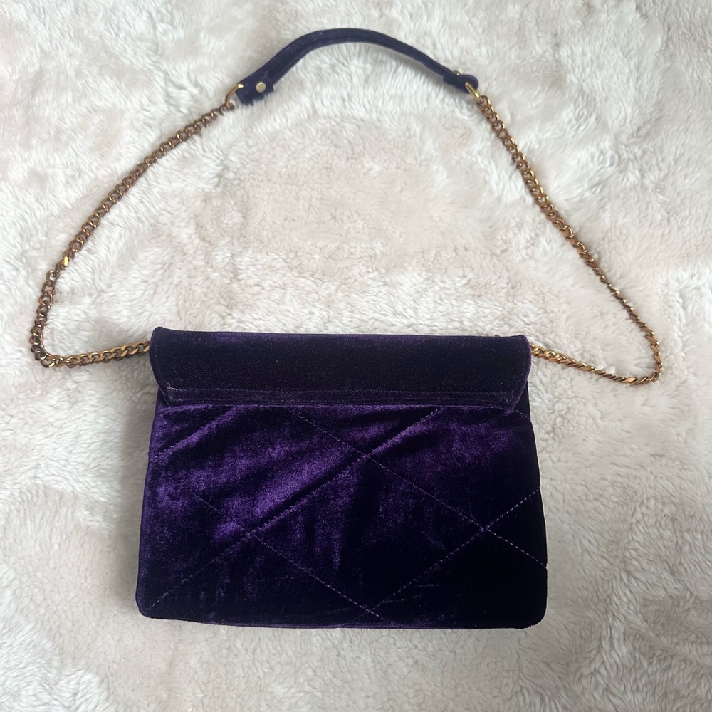 Purple Velvet purse with Gold chain handle - Picture 13 of 15